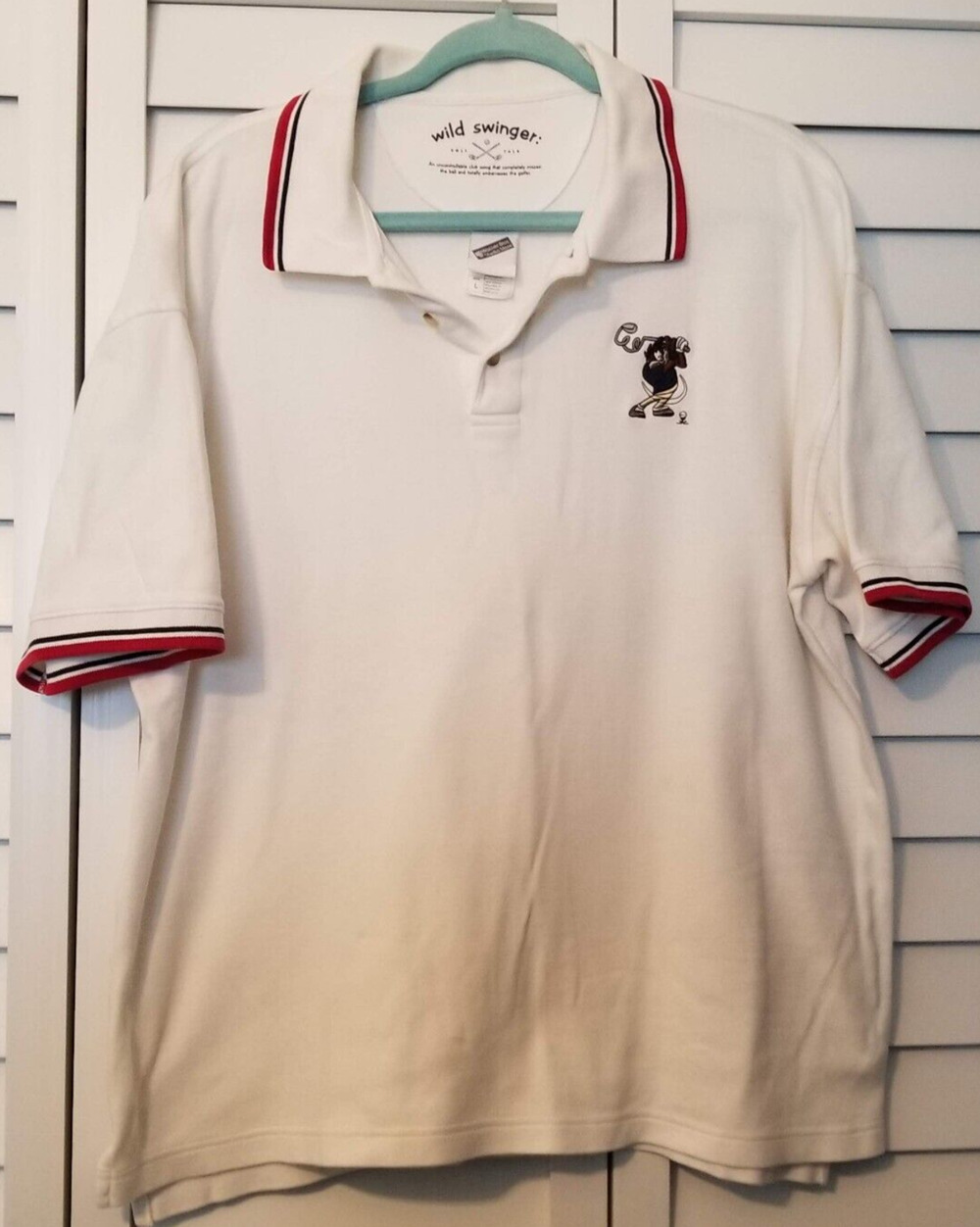 Vintage Warner Brothers Men's Polo Golf Shirt White SS Tasmanian Devil Size L